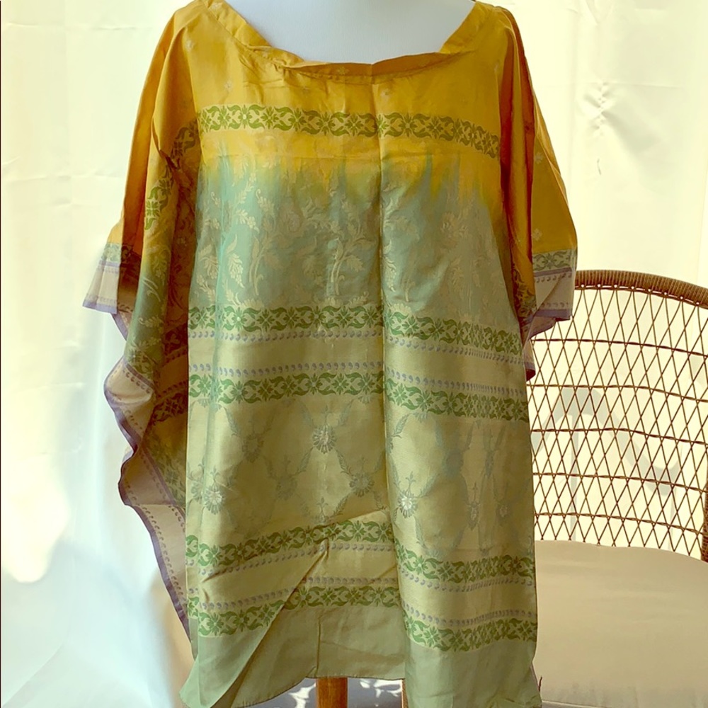 Vintage Sari tunic - gold silk OS